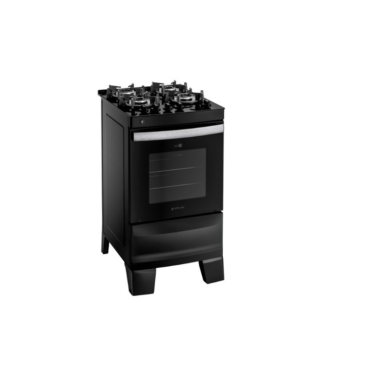 Fogao-de-Piso-Atlas-4-Bocas-com-Mesa-de-Vidro-Agile-Up-Glass-Preto---Bivolt-