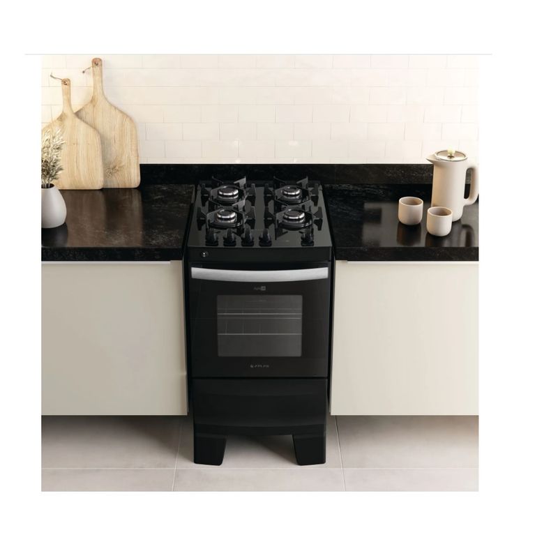 Fogao-de-Piso-Atlas-4-Bocas-com-Mesa-de-Vidro-Agile-Up-Glass-Preto---Bivolt-