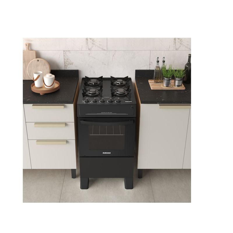 Fogao-de-Piso-Itatiaia-4-Bocas-com-Mesa-de-Vidro-Electra-Glass-New-Preto-–-Bivolt-