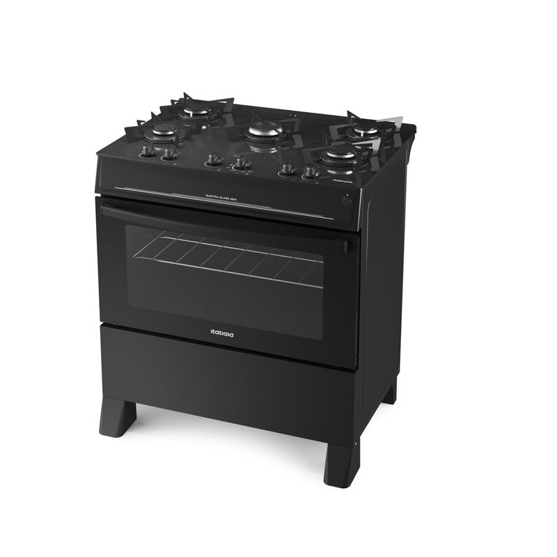 Fogao-de-Piso-Itatiaia-5-Bocas-com-Mesa-de-Vidro-Electra-Glass-New-Preto-–-Bivolt