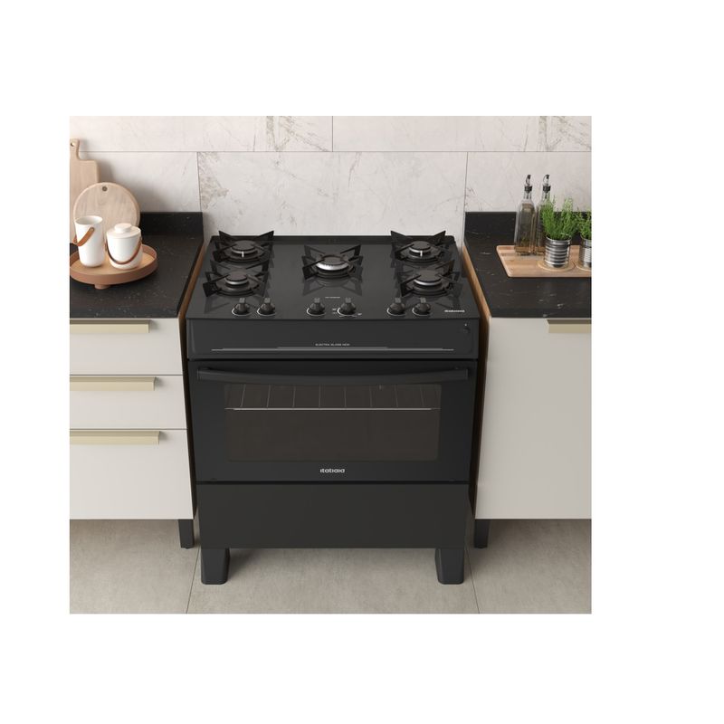 Fogao-de-Piso-Itatiaia-5-Bocas-com-Mesa-de-Vidro-Electra-Glass-New-Preto-–-Bivolt