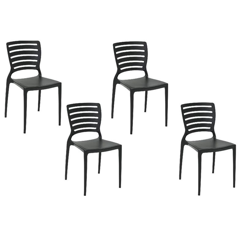 Conjuntode4CadeirasPlasticasTramontinaEncostoVazadoHorizontalSofiaPreta