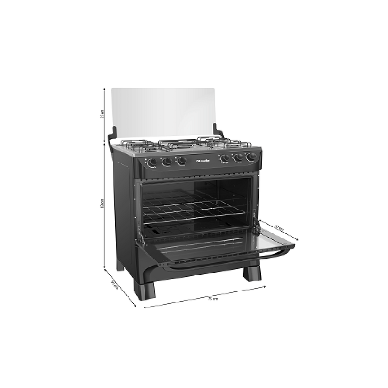Fogao-de-Piso-Mueller-5-Bocas-Mesa-Inox-Preto-MFI5BA
