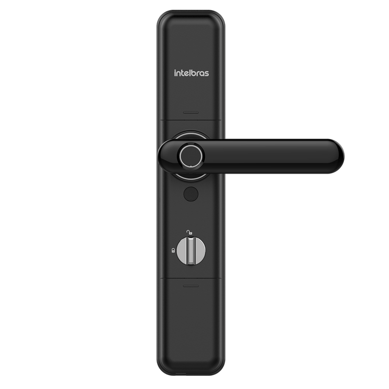 Fechadura-Smart-Intelbras-com-Macaneta-Preta-MFR-7000