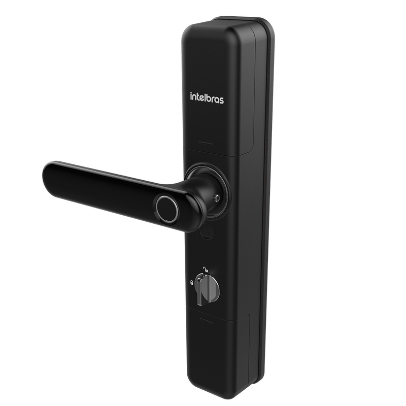 Fechadura-Smart-Intelbras-com-Macaneta-Preta-MFR-7000