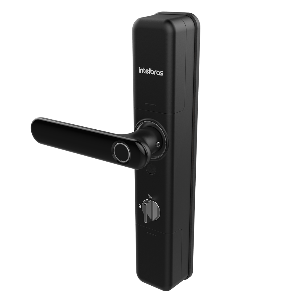 Fechadura-Smart-Intelbras-com-Macaneta-Preta-MFR-7000