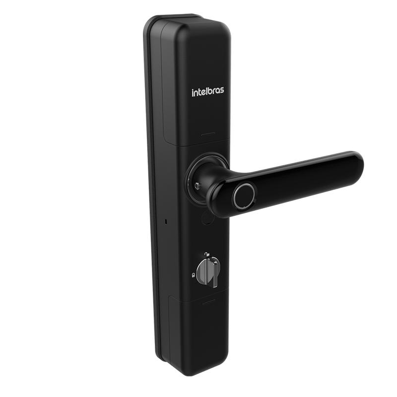 Fechadura-Smart-Intelbras-com-Macaneta-Preta-MFR-7000