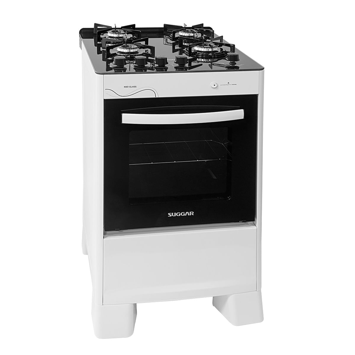 Fogao-4-Bocas-Suggar-com-Mesa-de-Vidro-Neo-Glass-Branco-Bivolt