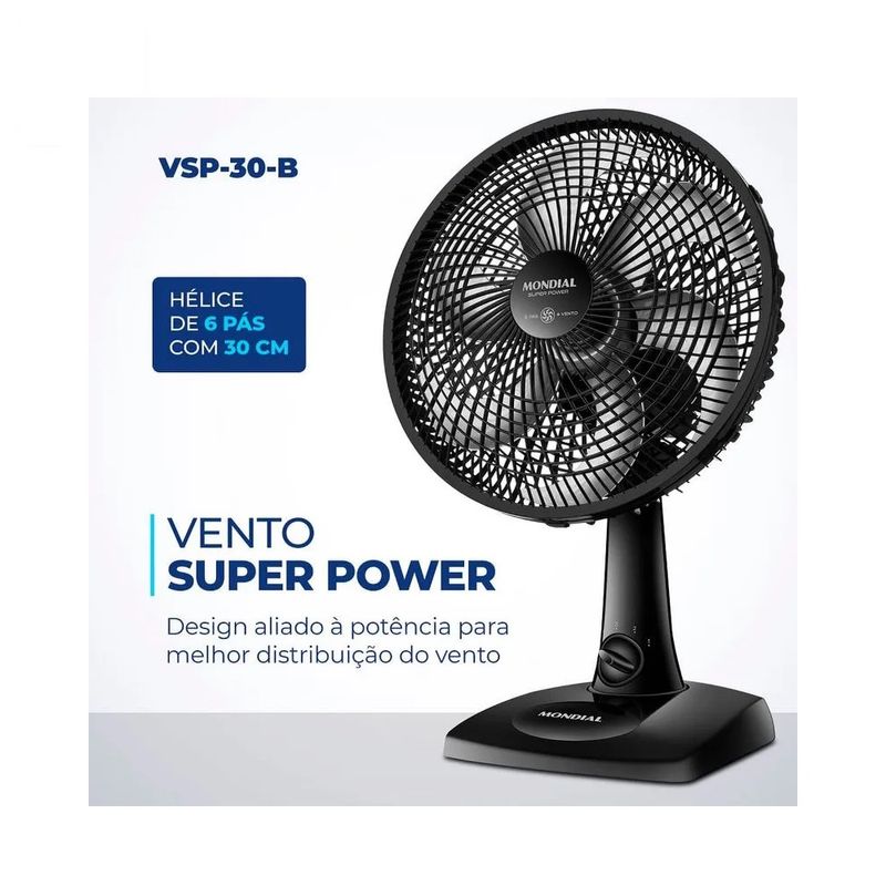 Ventilador-de-Mesa-30cm-Mondial-Super-Power-VSP30B-Preto-220-Volts