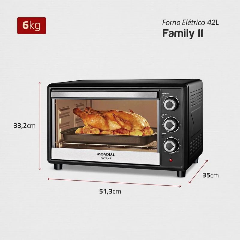 Forno Elétrico Mondial 42 Litros Family II Preto FR42 127 Volts - 6.jpg