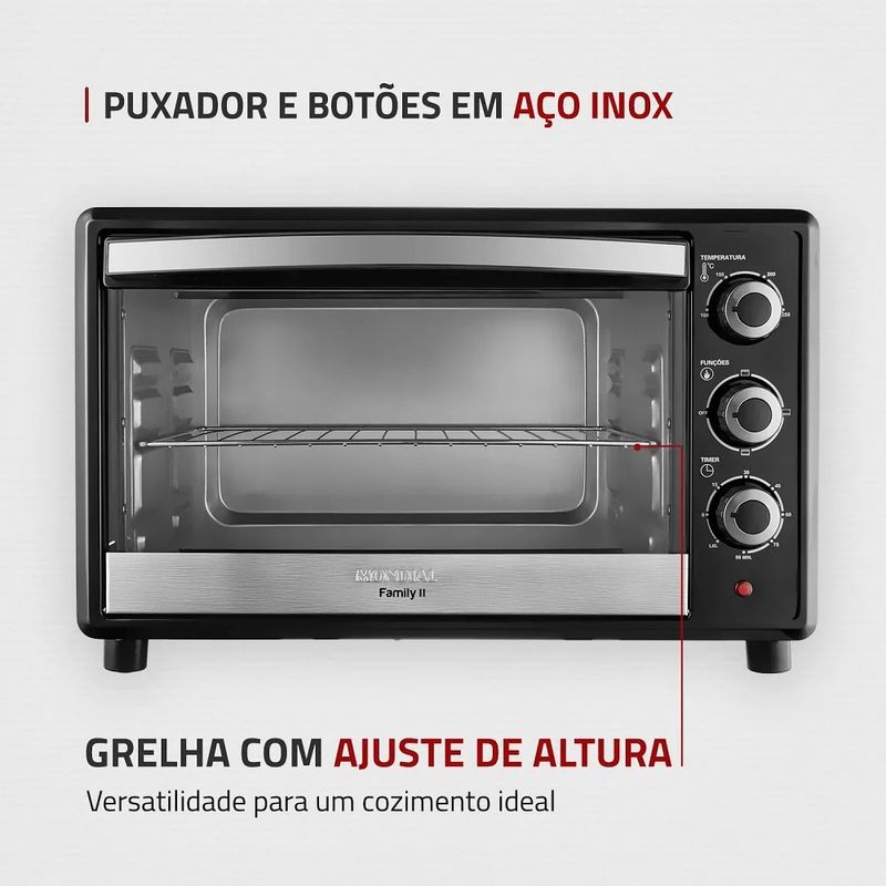 Forno Elétrico Mondial 42 Litros Family II Preto FR42 220 Volts - 2.jpg