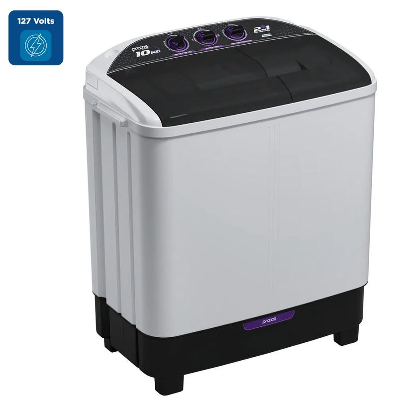 Lavadora de Roupas Praxis 10Kg Semi Automática Twin Tub Branca 127 Volts.jpg