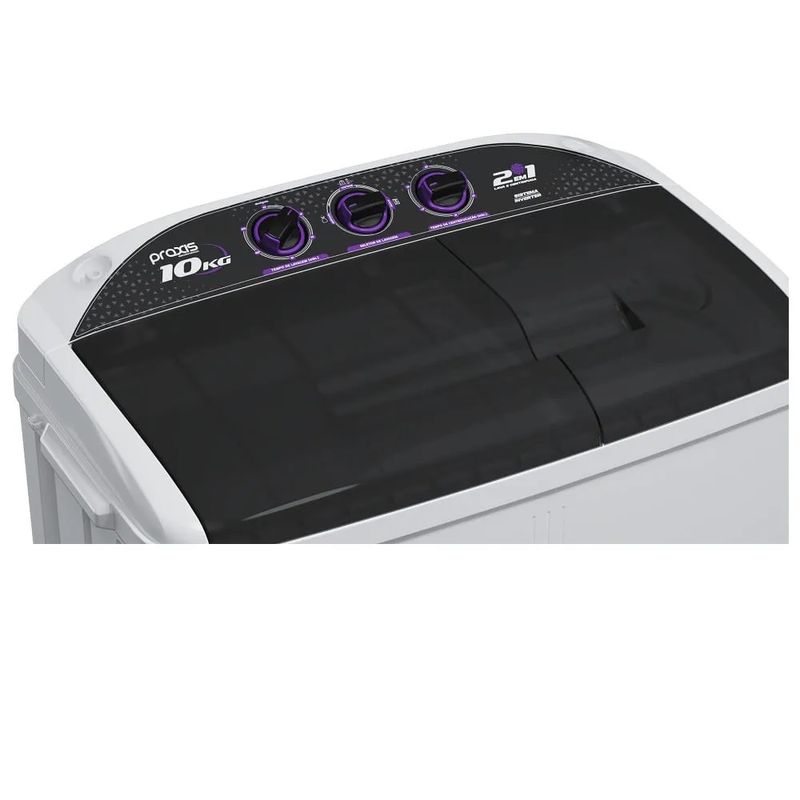 Lavadora de Roupas Praxis 10Kg Semi Automática Twin Tub Branca 127 Volts -3.jpg
