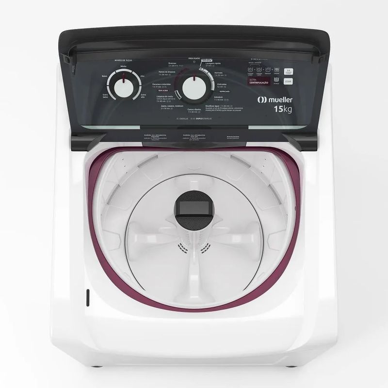 Lavadora de Roupa Automática Mueller 15Kg Ultracentrifugação e Ciclo Rápido Branca MLA15 220 Volts - 5.jpg
