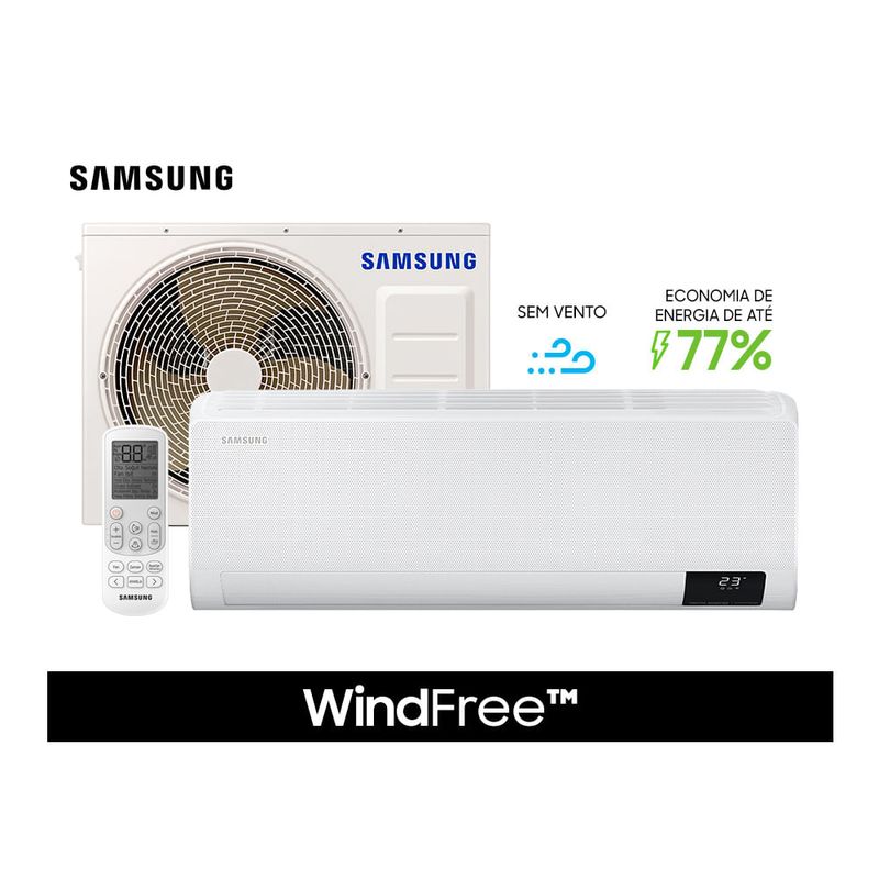 ArCondicionadoSplitInverterSamsungWindFreeSemVento24000BTUhFrioMonofasicoAR24AVHABWKNAZ–220Volts