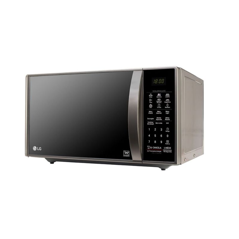 MicroondasLG30LitroscomGrilldeQuartzoeRevestimentoEasyCleanPrataMH7093BR–127Volts