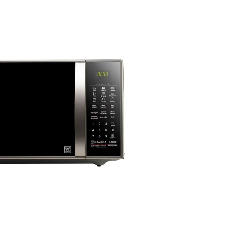 MicroondasLG30LitroscomGrilldeQuartzoeRevestimentoEasyCleanPrataMH7093BR–127Volts