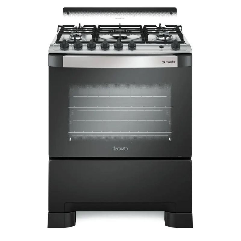 Fogao-Mueller-5-Bocas-Decorato-Gourmet-Preto-Fosco---Bivolt-
