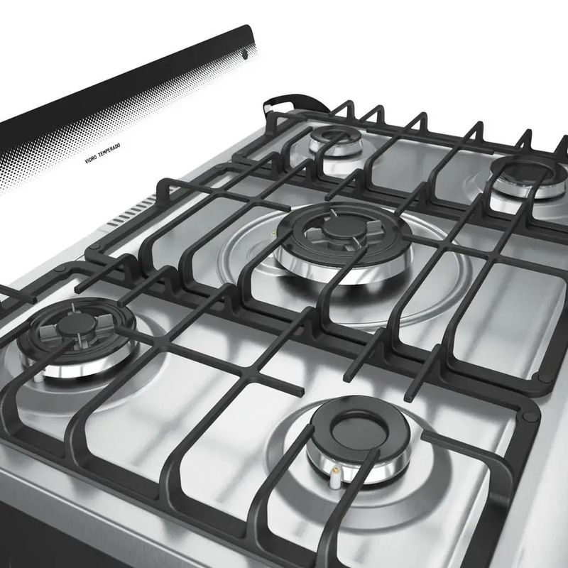 Fogao-Mueller-5-Bocas-Decorato-Gourmet-Preto-Fosco---Bivolt-