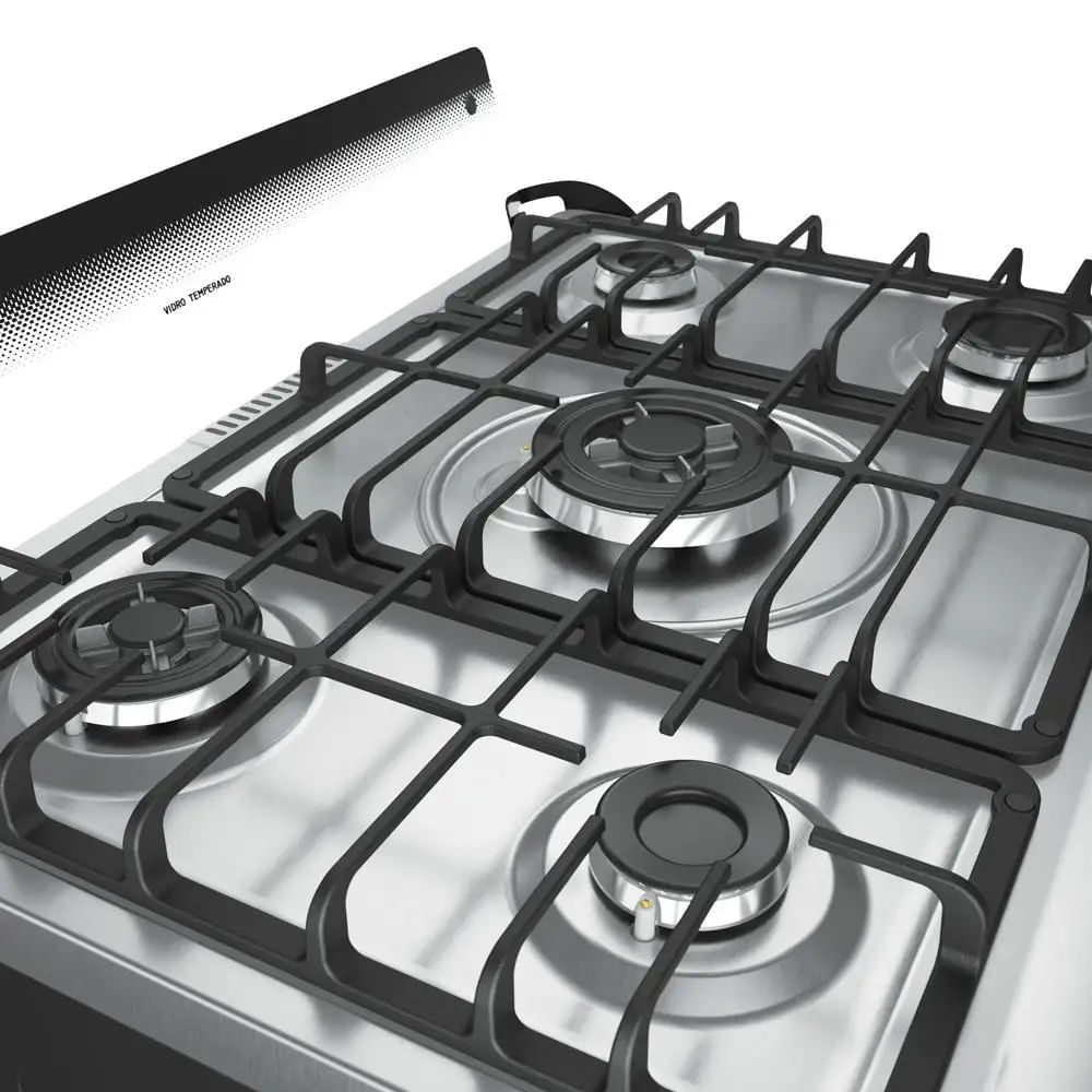 Fogao-Mueller-5-Bocas-Decorato-Gourmet-Preto-Fosco---Bivolt-