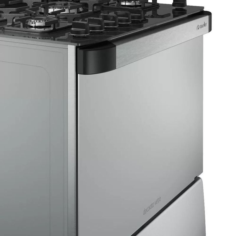 Fogao-De-Piso-Mueller-5-Bocas-Decorato-Vetro-Inox---Bivolt