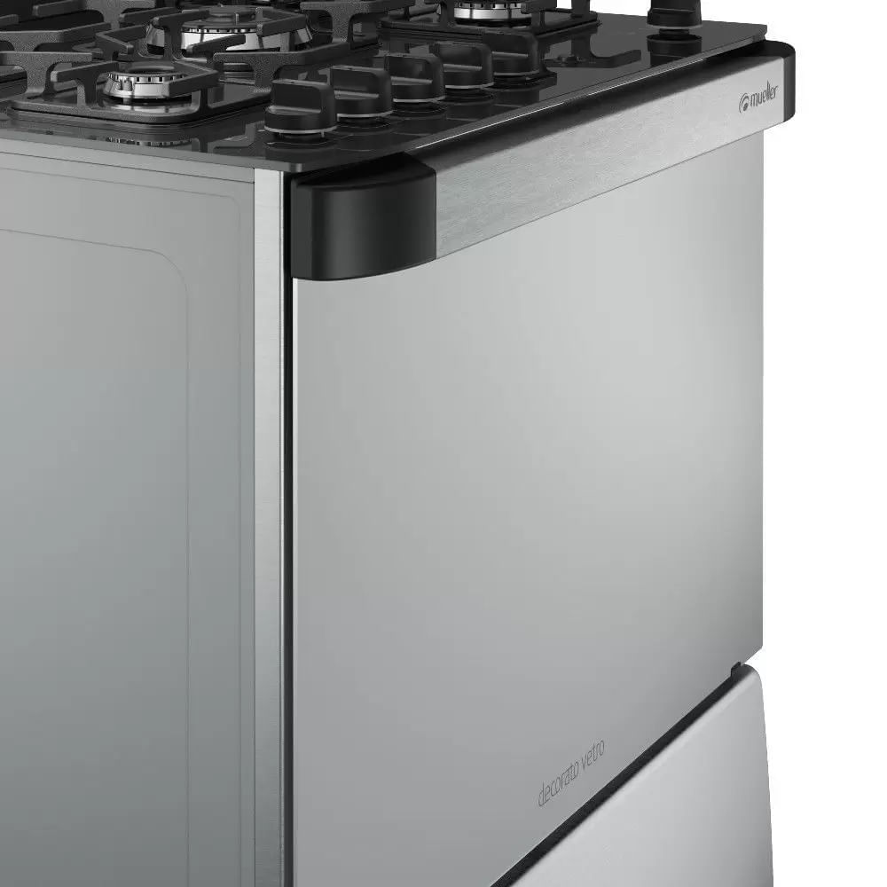 Fogao-De-Piso-Mueller-5-Bocas-Decorato-Vetro-Inox---Bivolt
