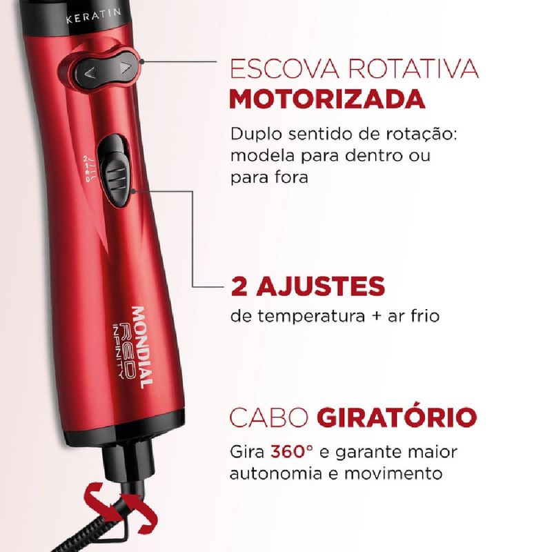 Escova-Secadora-Mondial-Infinity-Keratin-Vermelho-ER-11-KR---220-Volts