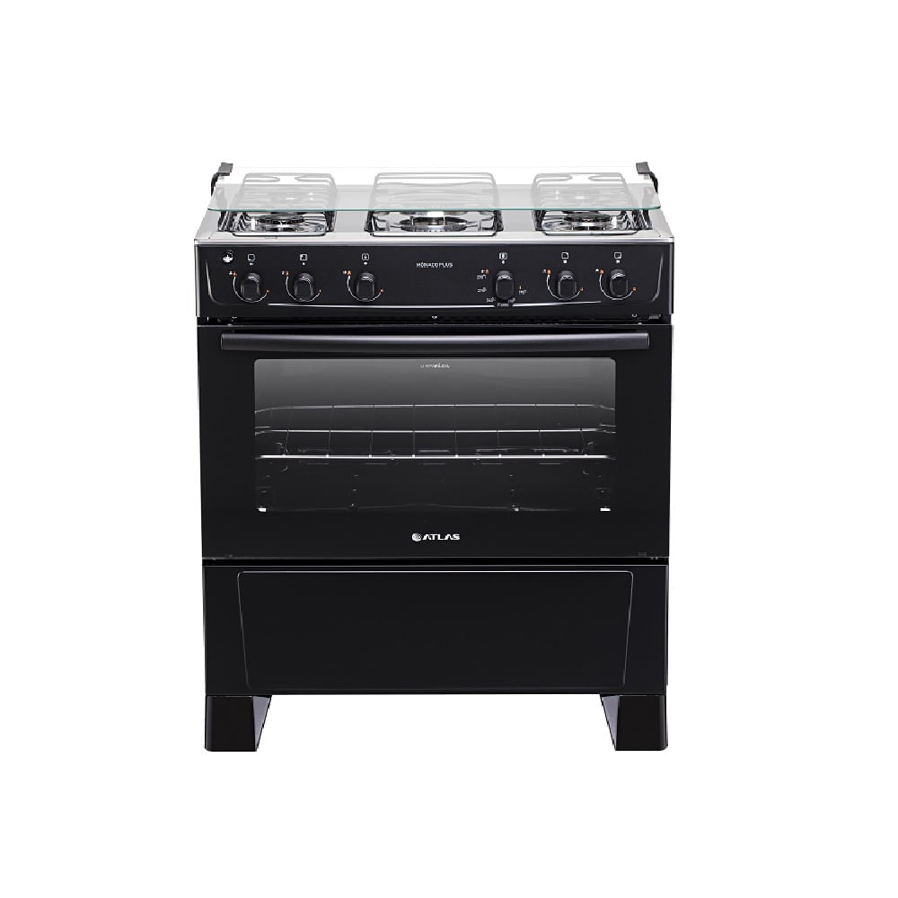Fogão De Piso Atlas Monaco Plus 5 Bocas Preto – Bivolt
