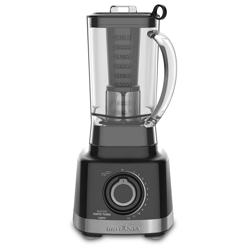 Liquidificador Britania 1400W 3 Litros 12 Velocidades + Pulsar Fortis Turbo Preto BLQ1300P – 127 Volts