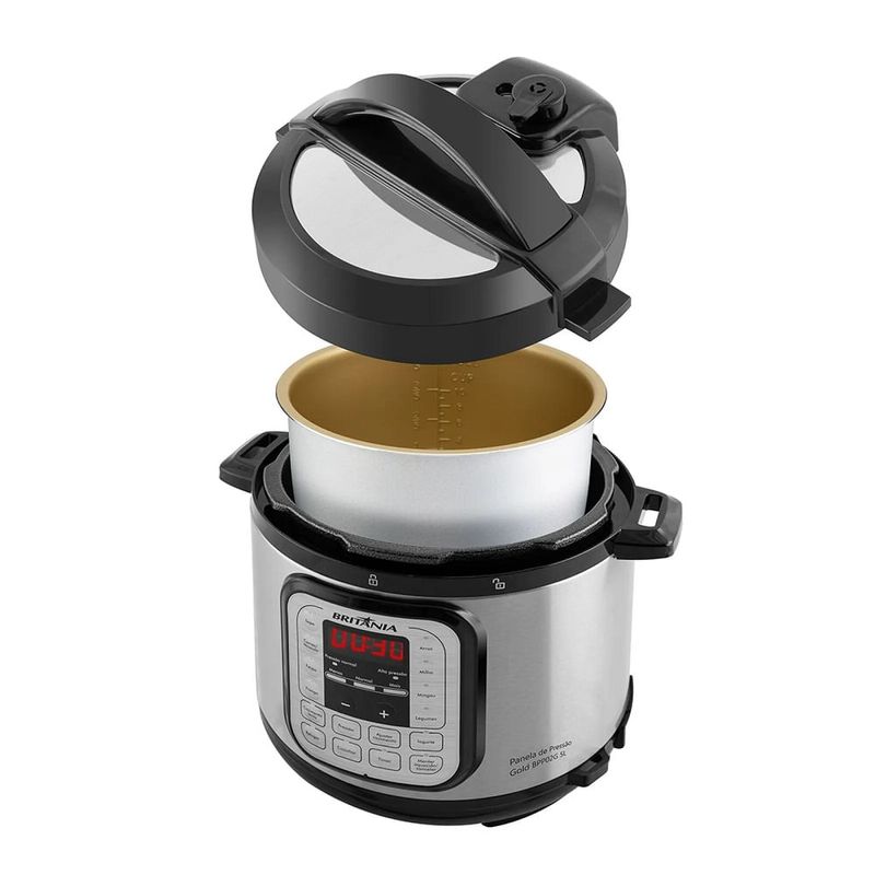 Panela-de-Pressao-Britania-5-Litros-Gold-Preta-Inox-BPP02G-–-220-Volts
