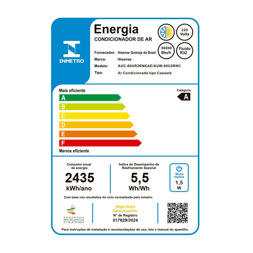 Selo-do-Inmetro-do-Ar-Condicionado-Split-Cassete-Hisense-56000-BTUs-Quente-e-Frio-220V-AUC-60UR2RKA