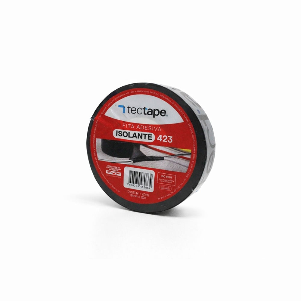 Fita Adesiva Isolante Tectape PVC 18mmX20m 423 Preta