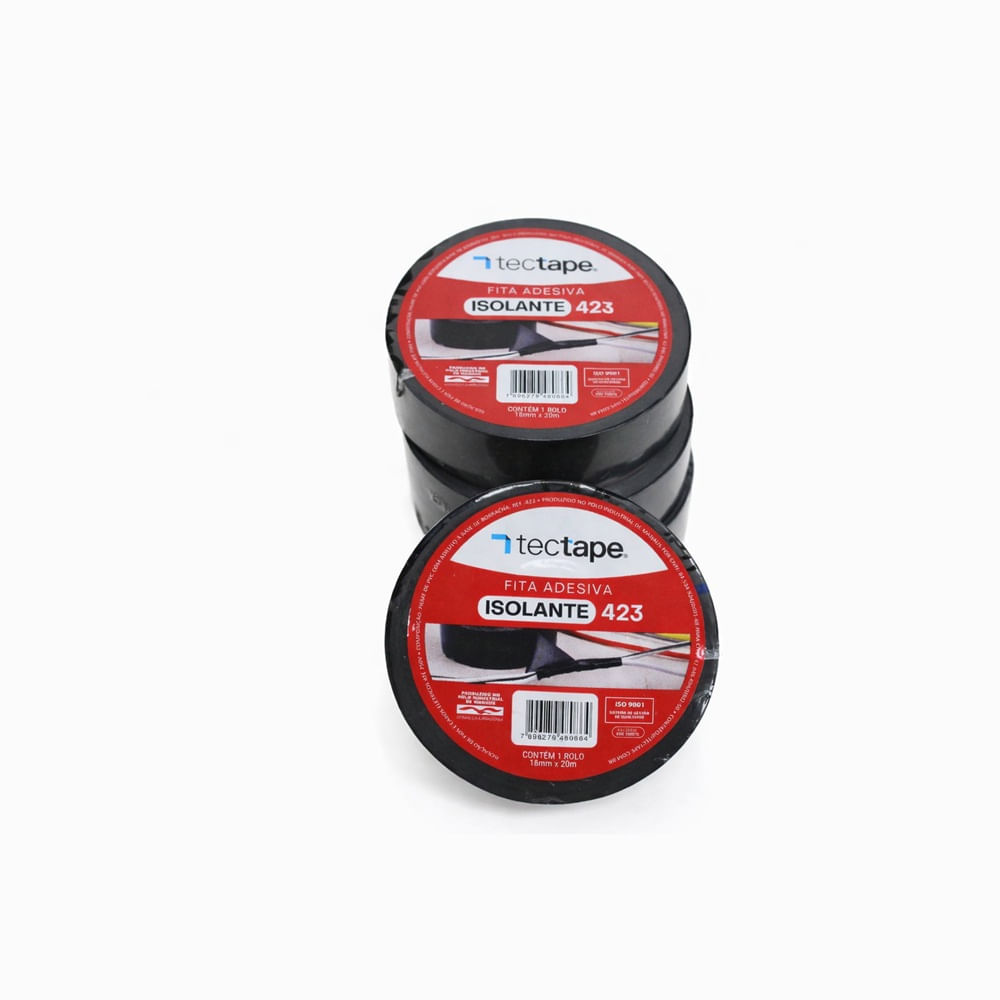 Fita Adesiva Isolante Tectape PVC 18mmX20m 423 Preta | Friopecas