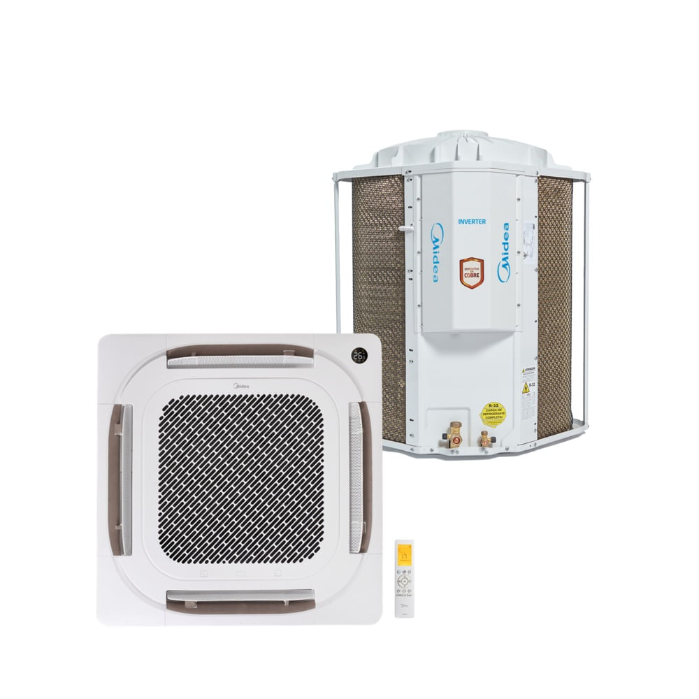 Ar Condicionado Split Cassete 4 Vias Inverter Midea 36000 BTU/h Frio Monofásico 40KVQF36M5B - 220 Volts